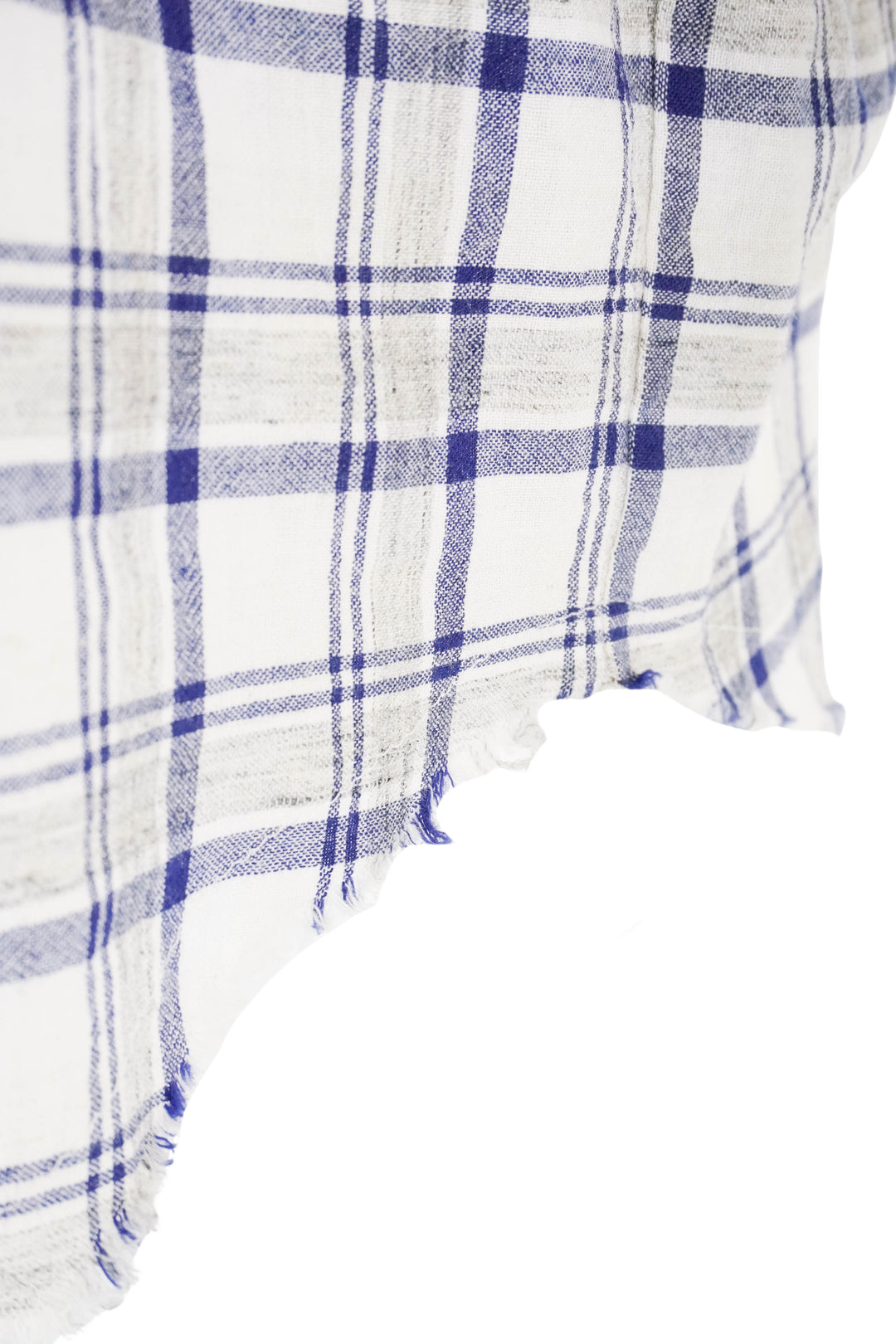 TWP Plaid Distressed Button Up Shirt in Grey and Blue - Discounts on TWP at UAL