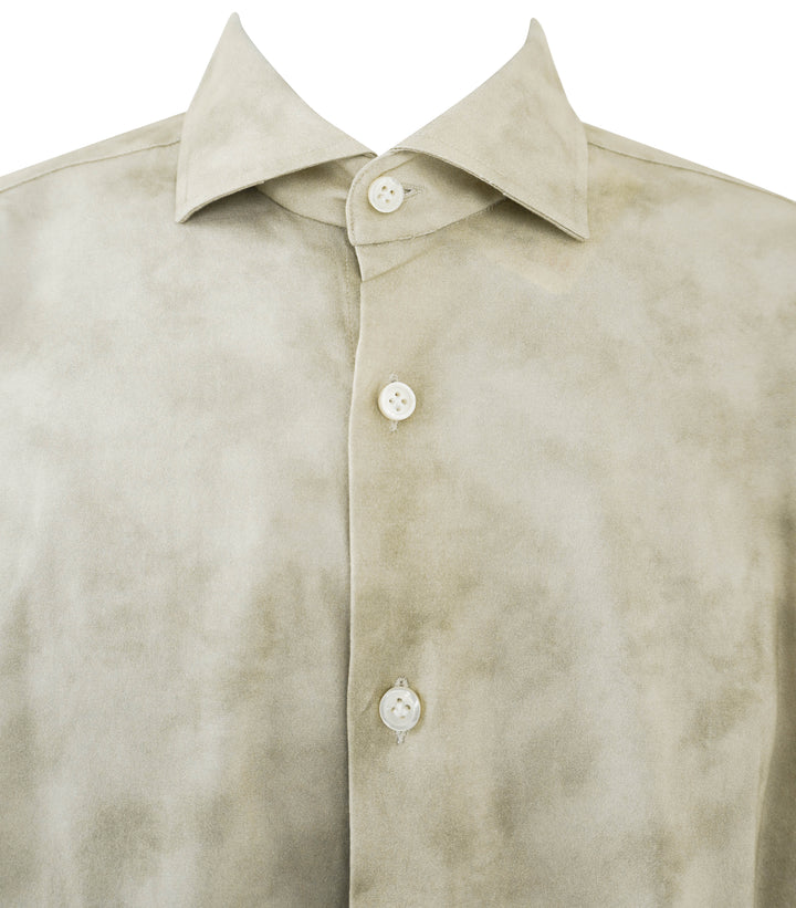 Sonrisa Cloudy Print Button Down Shirt in Tan - Discounts on Sonrisa at UAL