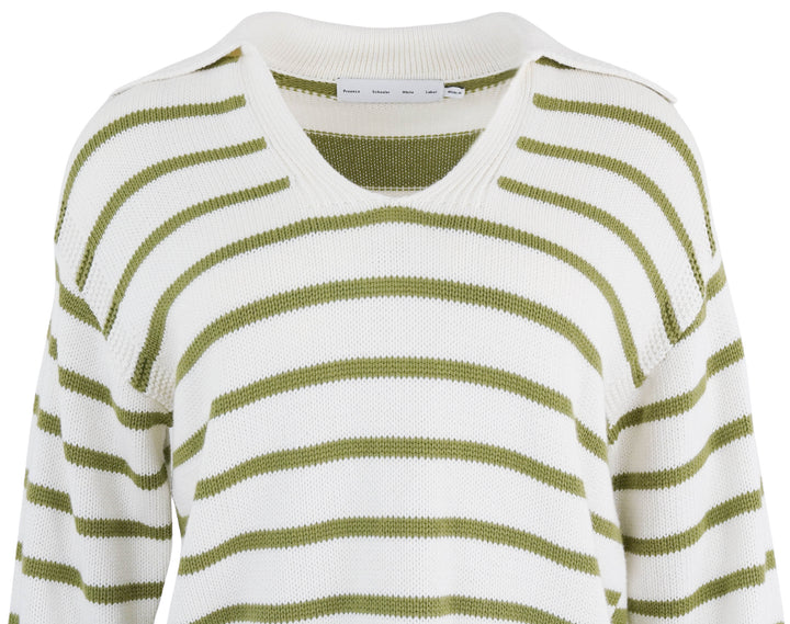 Proenza Schouler White Label Stripe Murphy Sweater in Chalk and Willow - Discounts on Proenza Schouler White Label at UAL