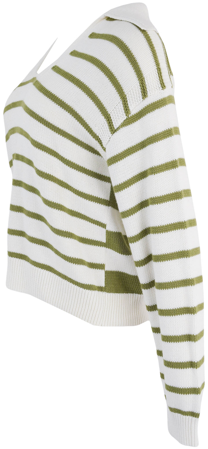 Proenza Schouler White Label Stripe Murphy Sweater in Chalk and Willow - Discounts on Proenza Schouler White Label at UAL