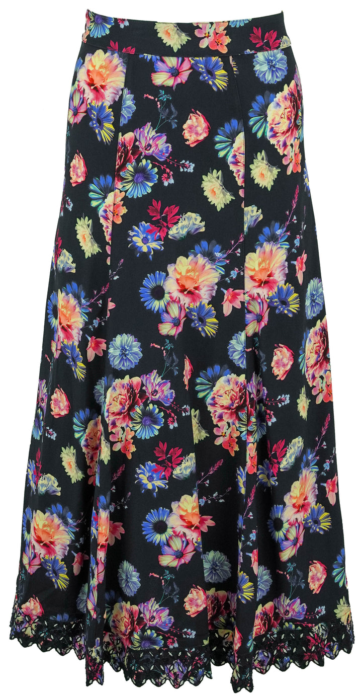 Paco Rabanne Floral Print Midi Skirt Navy Multi - Discounts on Paco Rabanne at UAL