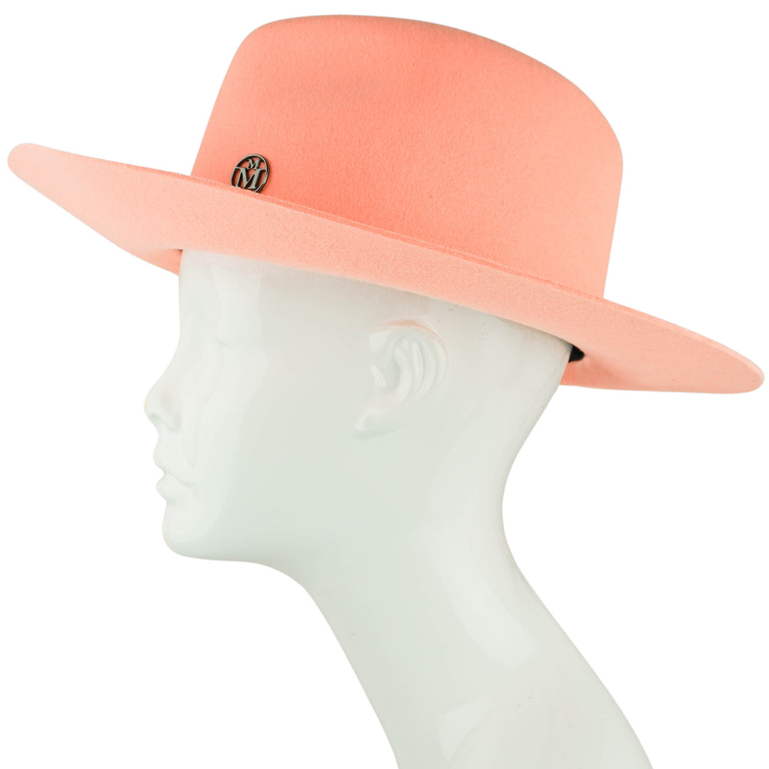 Maison Michel Henrietta Felted Wool Fedora in Peach - Discounts on Maison Michel at UAL