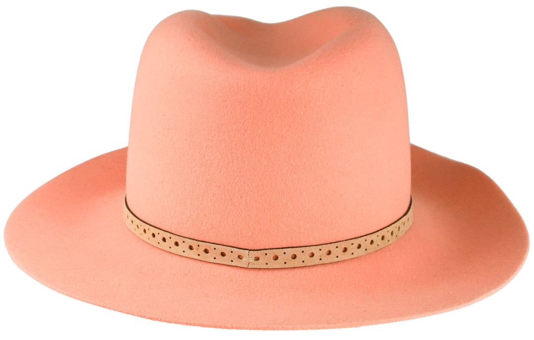 Maison Michel Henrietta Felted Wool Fedora in Peach - Discounts on Maison Michel at UAL