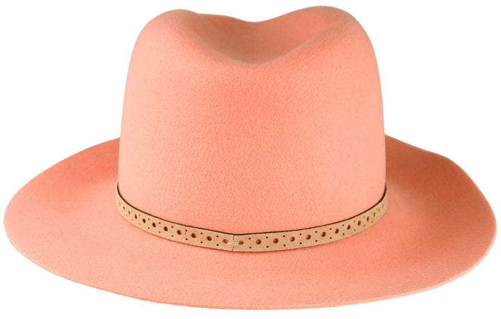 Maison Michel Henrietta Felted Wool Fedora in Peach - Discounts on Maison Michel at UAL