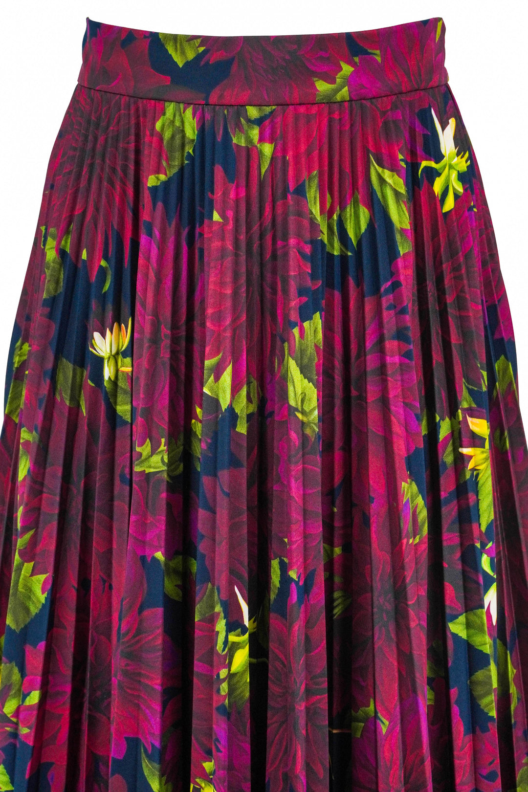 Oscar de la Renta Pleated Midi Skirt in Purple Floral - Discounts on Oscar de la Renta at UAL