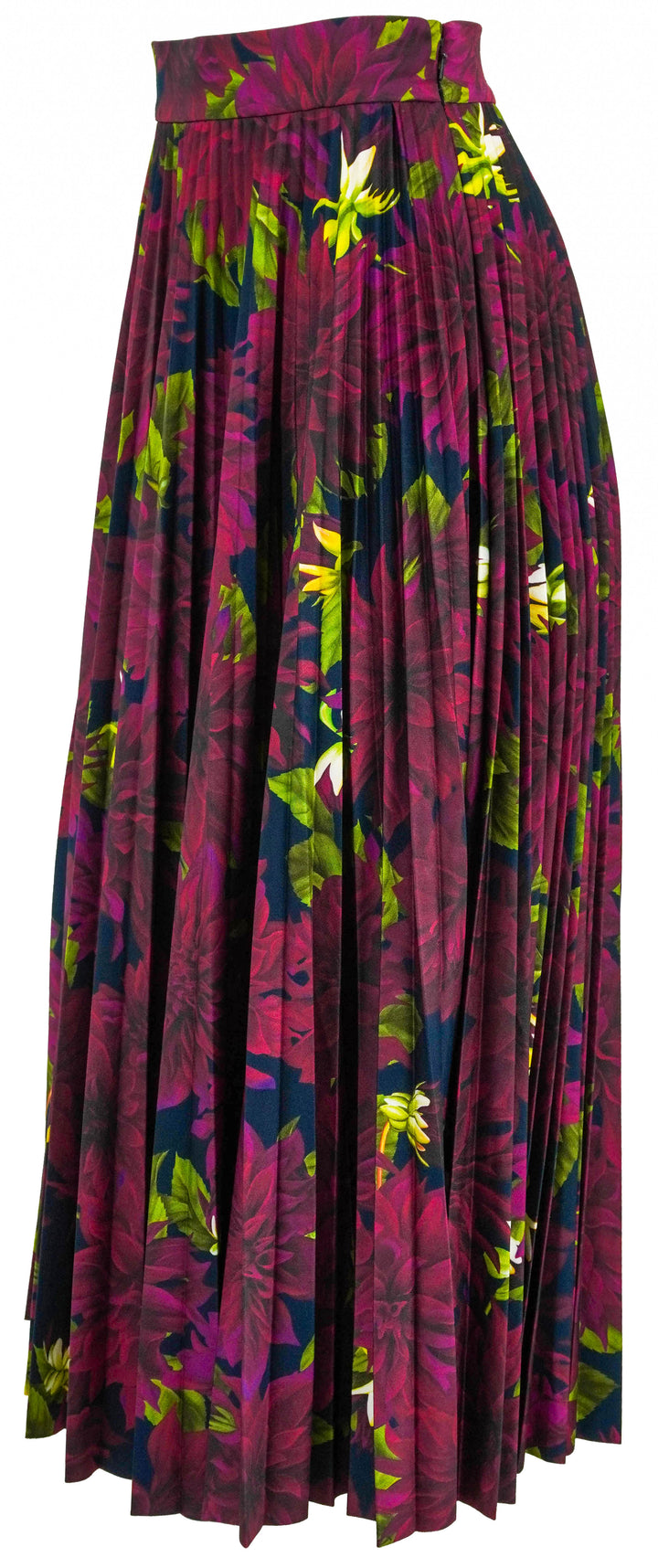 Oscar de la Renta Pleated Midi Skirt in Purple Floral - Discounts on Oscar de la Renta at UAL