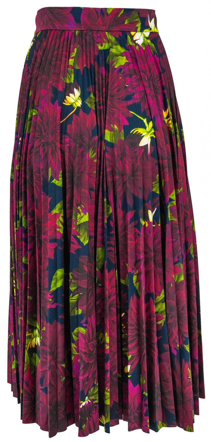 Oscar de la Renta Pleated Midi Skirt in Purple Floral - Discounts on Oscar de la Renta at UAL