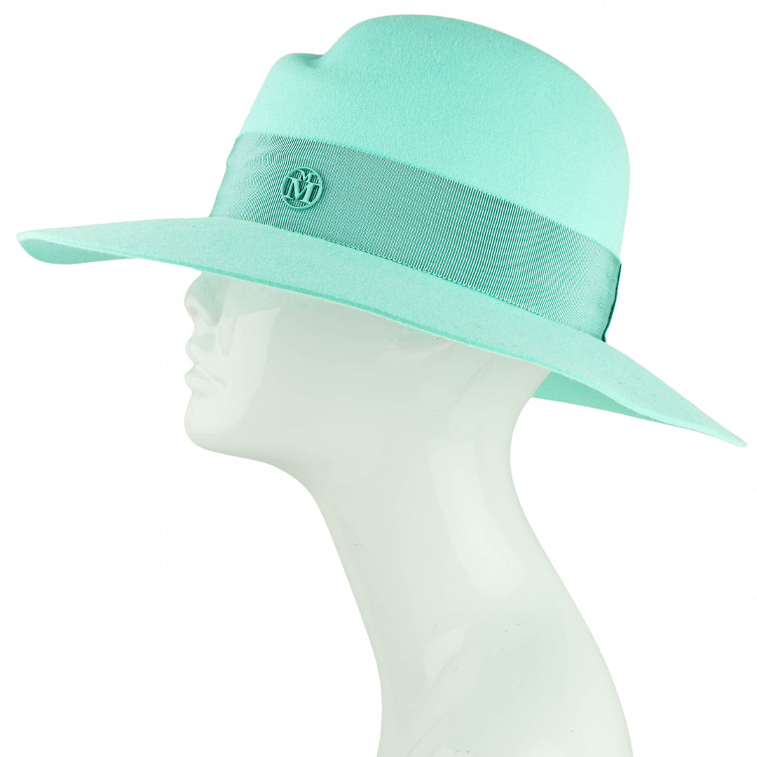 Maison Michel Felted Wool Fedora in Aqua - Discounts on Maison Michel at UAL