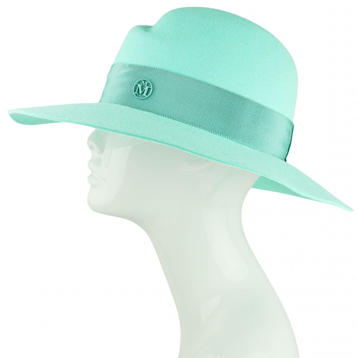 Maison Michel Felted Wool Fedora in Aqua - Discounts on Maison Michel at UAL