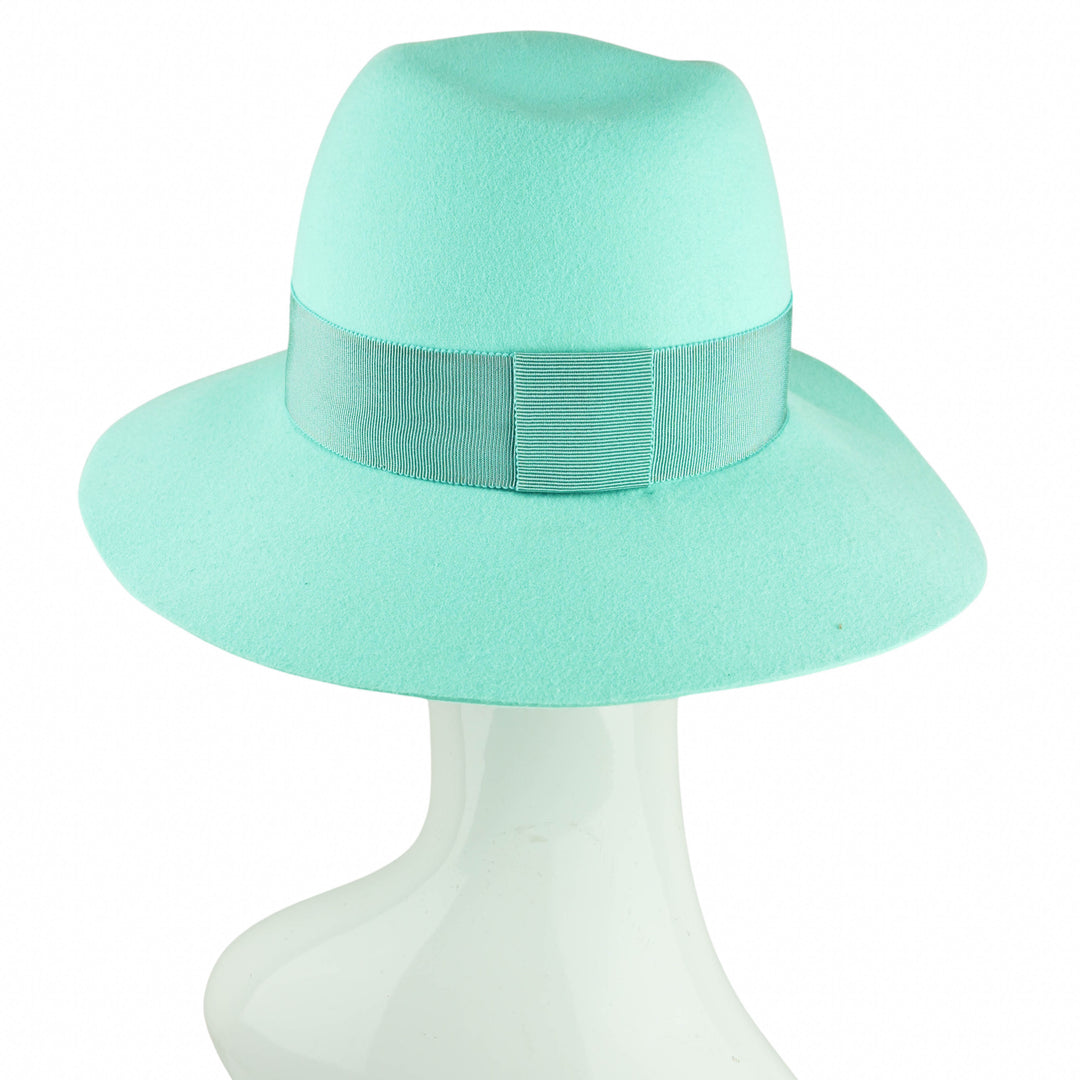 Maison Michel Felted Wool Fedora in Aqua - Discounts on Maison Michel at UAL