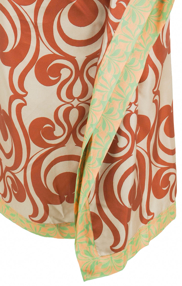 Dries Van Noten Silk Midi Skirt in Brown Multi - Discounts on Dries Van Noten at UAL