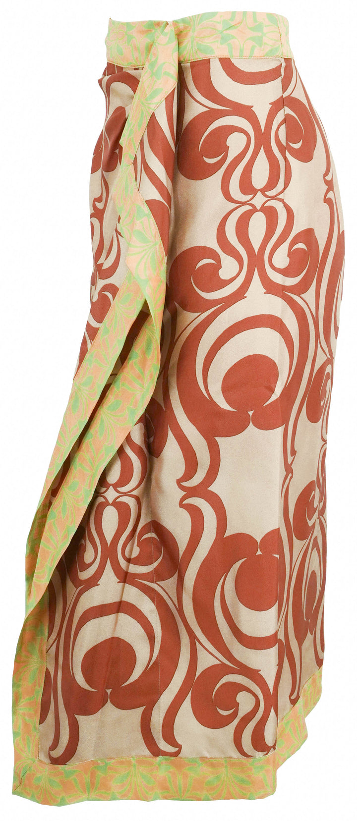 Dries Van Noten Silk Midi Skirt in Brown Multi - Discounts on Dries Van Noten at UAL