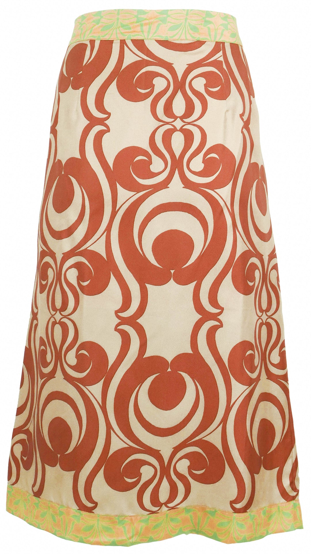 Dries Van Noten Silk Midi Skirt in Brown Multi - Discounts on Dries Van Noten at UAL