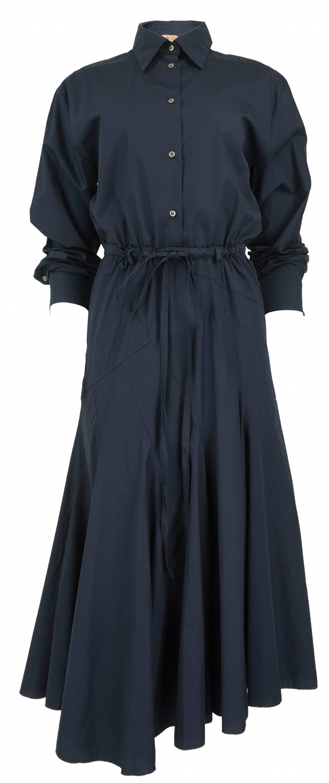 N.21 Button-Down Flared Midi Dress in Navy