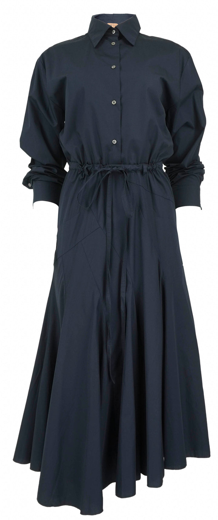N.21 Button-Down Flared Midi Dress in Navy