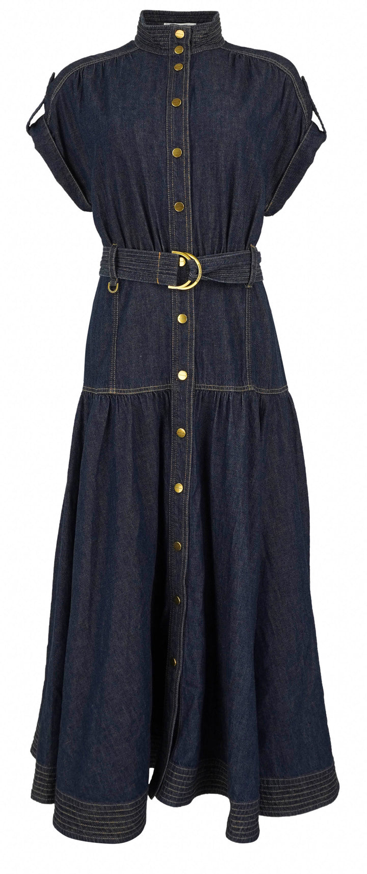 Zimmermann Belted Denim Midi Dress in Harbour Blue