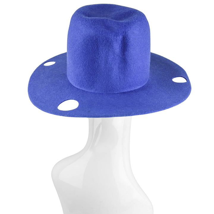 Reinhard Plank Wool Fedora in Blue Holes - Discounts on Reinhard Plank at UAL
