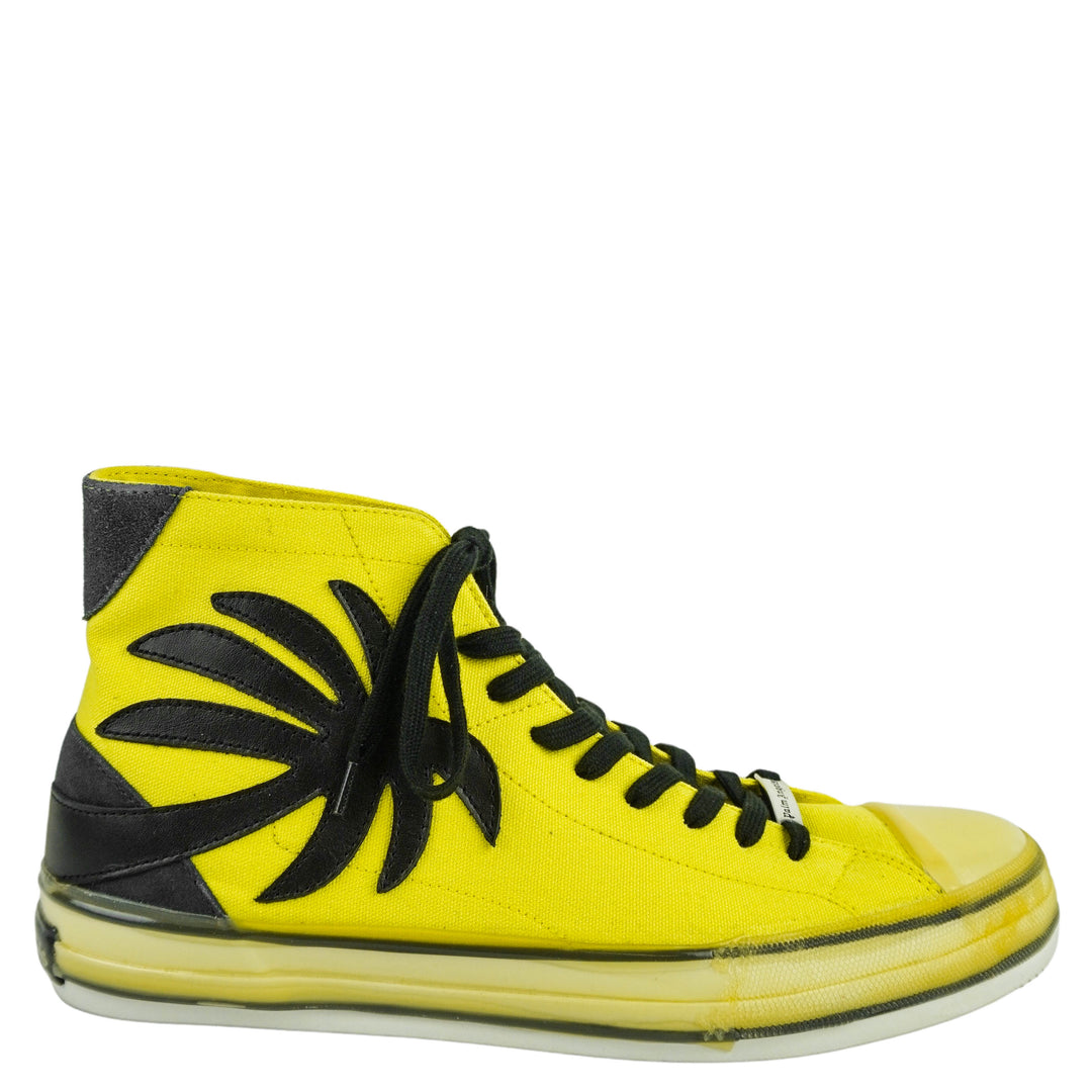 Palm Angels Palm Tree High Top Sneaker in Yellow and Black - Discounts on Palm Angels at UAL