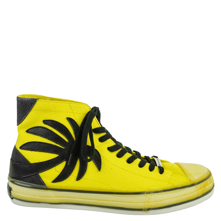 Palm Angels Palm Tree High Top Sneaker in Yellow and Black - Discounts on Palm Angels at UAL