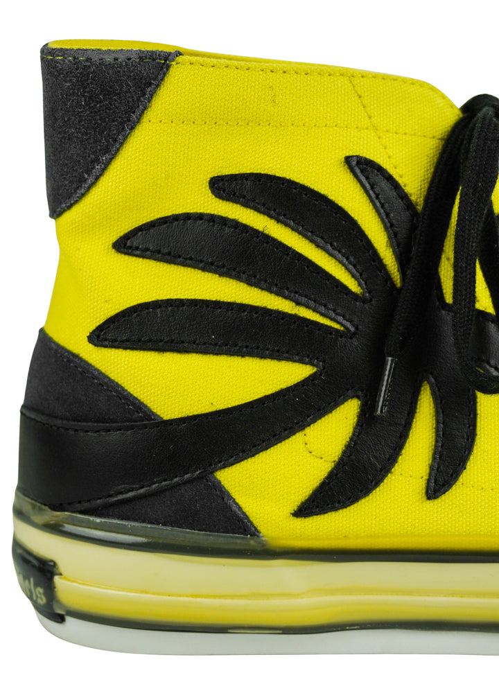 Palm Angels Palm Tree High Top Sneaker in Yellow and Black - Discounts on Palm Angels at UAL