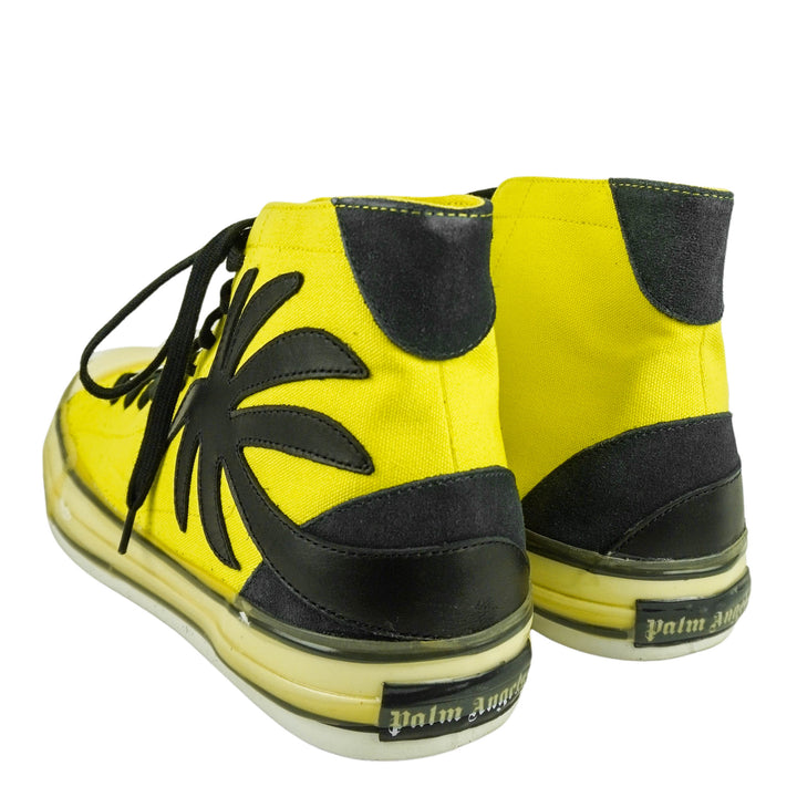 Palm Angels Palm Tree High Top Sneaker in Yellow and Black - Discounts on Palm Angels at UAL