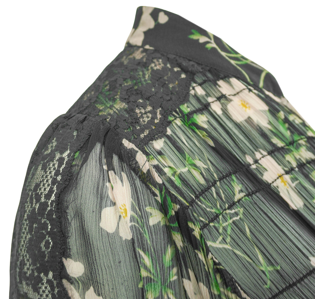 Sea New York Elizabeth Tiered Midi Dress in Black Floral Print