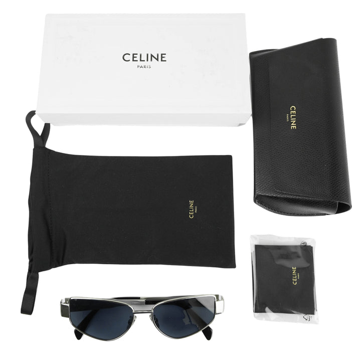 Celine Triomphe Metal 04 Sunglasses in Silver and Blue - Discounts on Celine at UAL