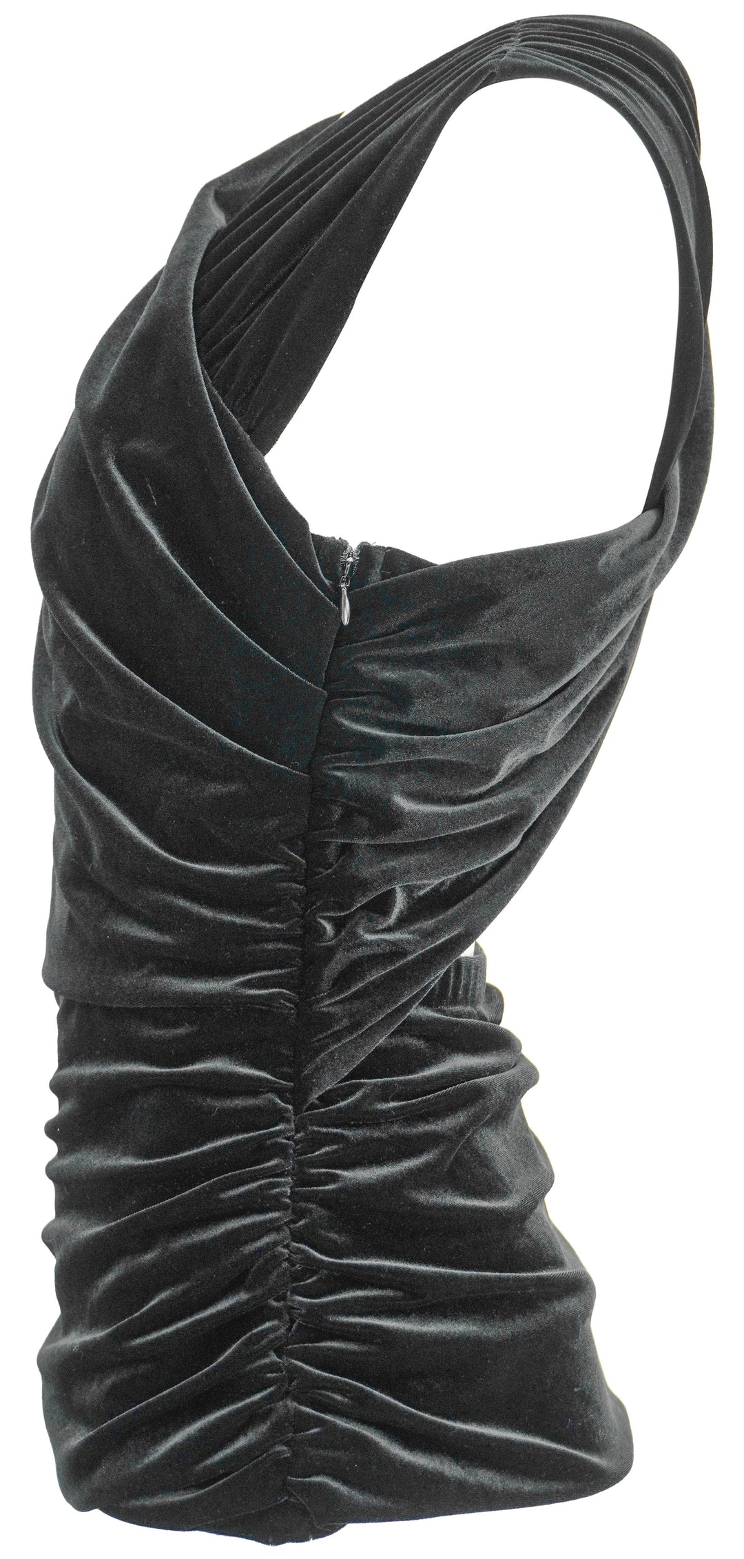 Ganni Velvet Ruched Sleeveless Top in Black - Discounts on GANNI at UAL