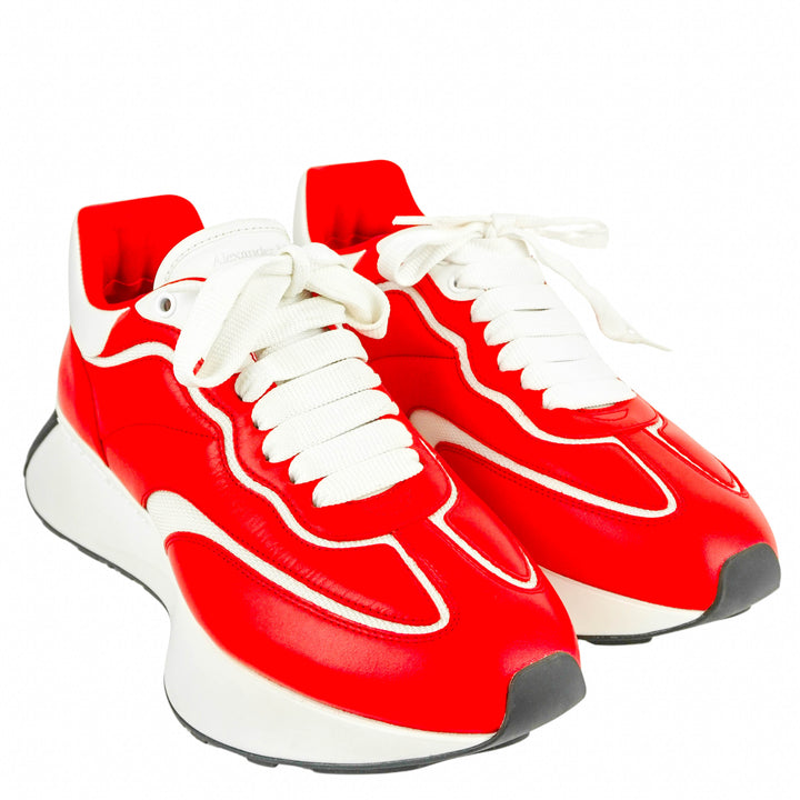 Alexander McQueen Sprint Sneakers in Tulip Red and White - Discounts on Alexander McQueen at UAL