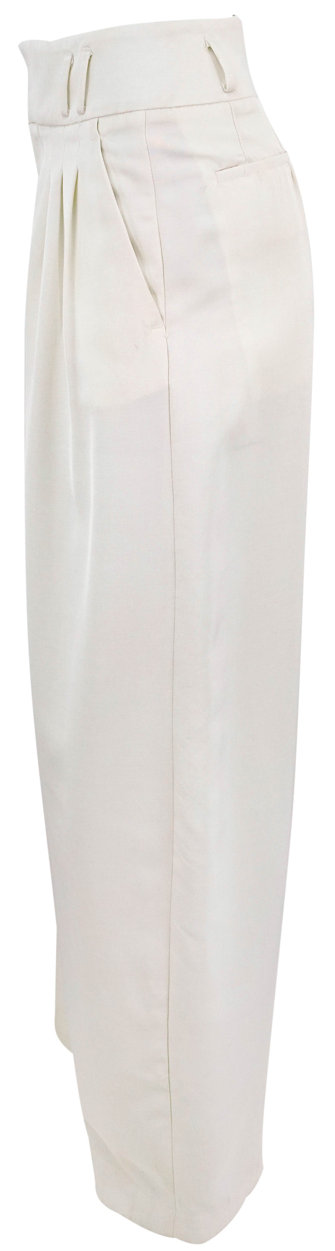 Altuzarra Pleated High Rise Trousers in Cream - Discounts on Altuzarra at UAL