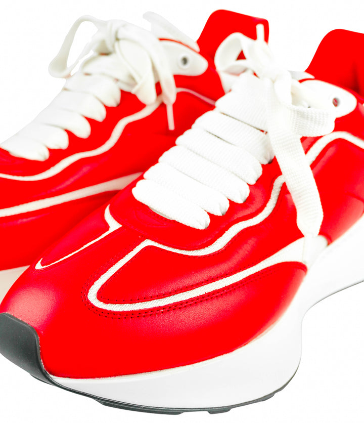 Alexander McQueen Sprint Sneakers in Tulip Red and White - Discounts on Alexander McQueen at UAL