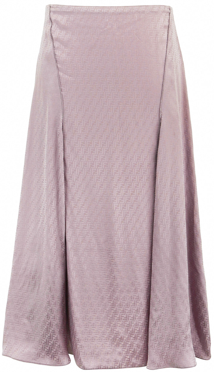 Fendi Logo Silk Midi Skirt in Mauve - Discounts on Fendi at UAL
