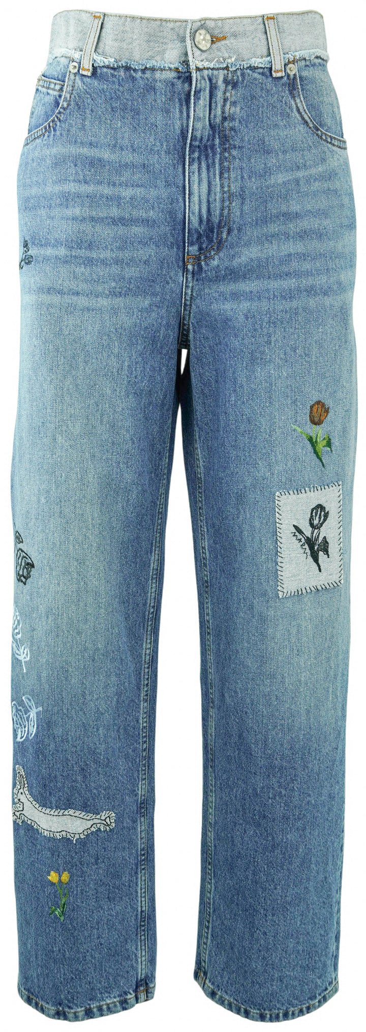 Marni Stone Washed Denim with Patches in Blue - Discounts on Marni at UAL