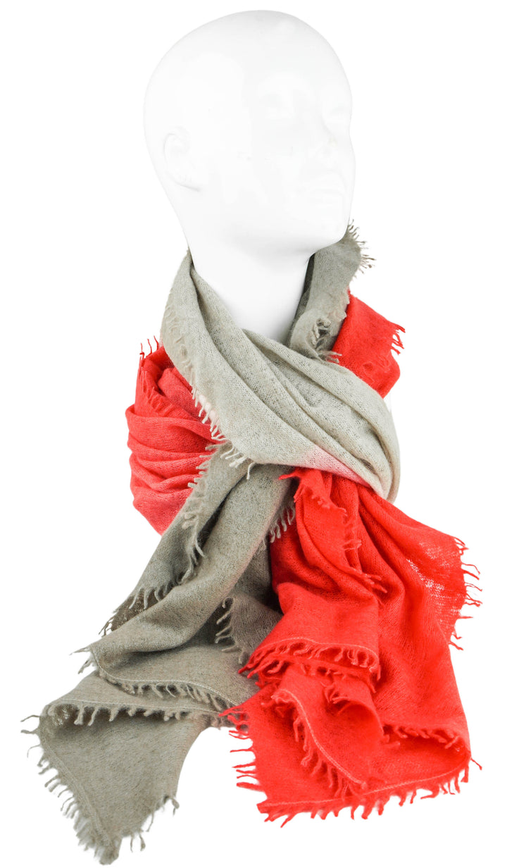 Bajra Cashmere Scarf in Red and Grey Ombre - Discounts on Bajra at UAL