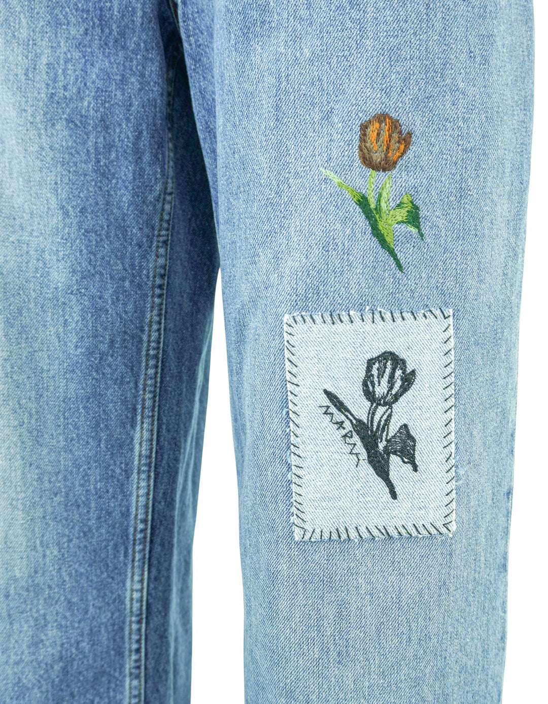 Marni Stone Washed Denim with Patches in Blue - Discounts on Marni at UAL