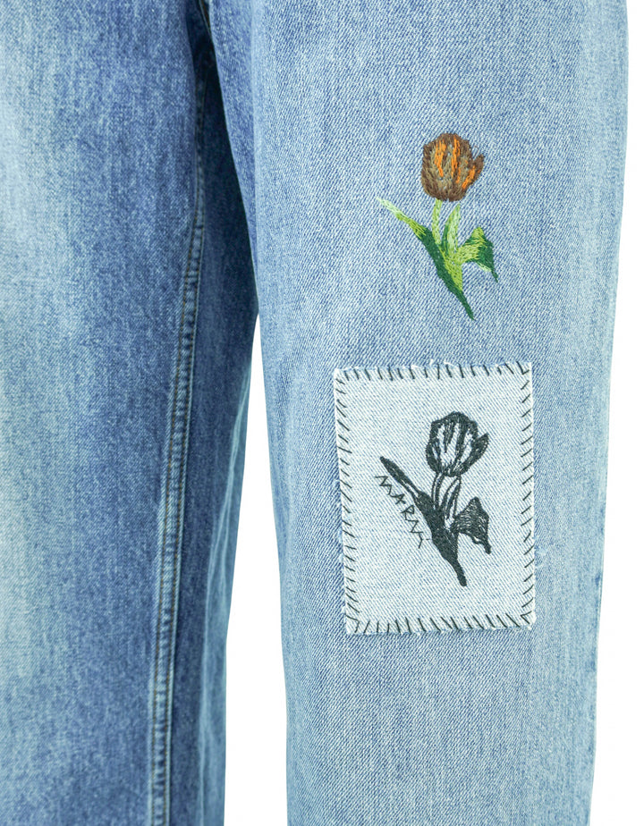 Marni Stone Washed Denim with Patches in Blue - Discounts on Marni at UAL