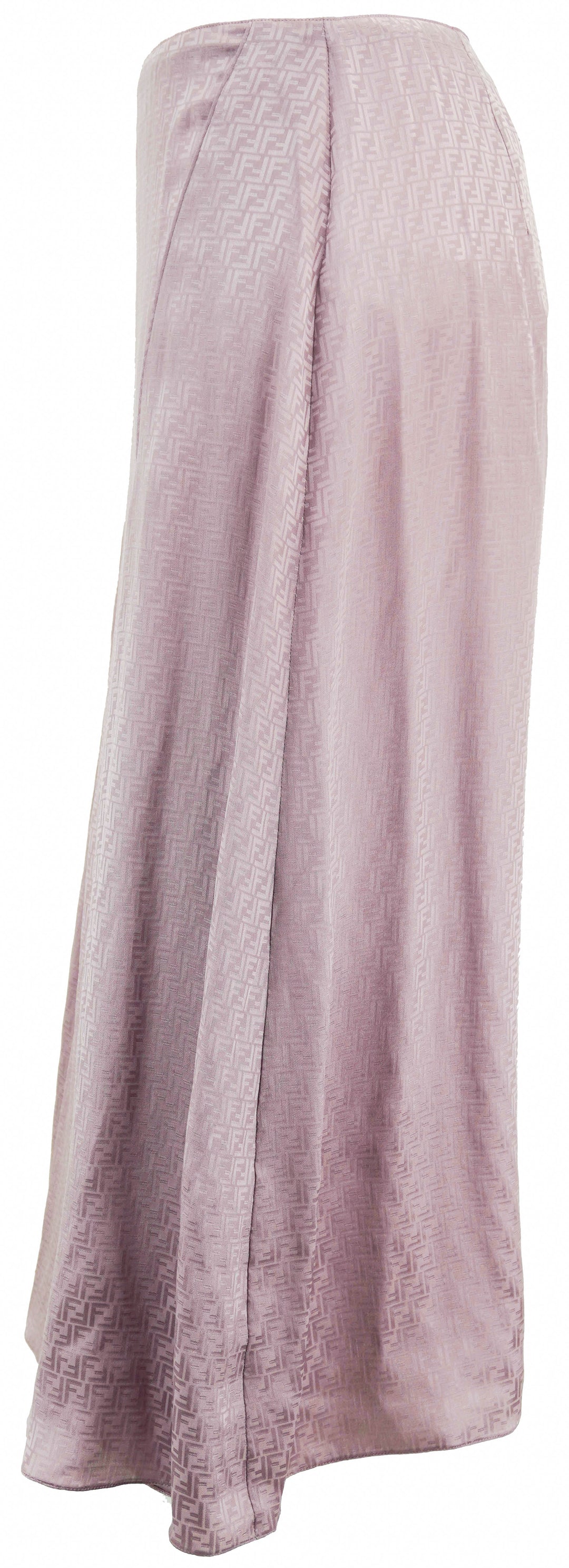 Fendi Logo Silk Midi Skirt in Mauve - Discounts on Fendi at UAL