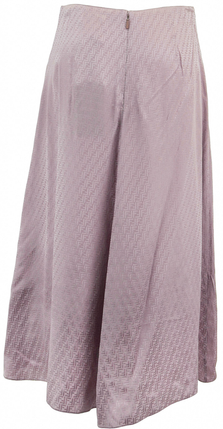 Fendi Logo Silk Midi Skirt in Mauve - Discounts on Fendi at UAL