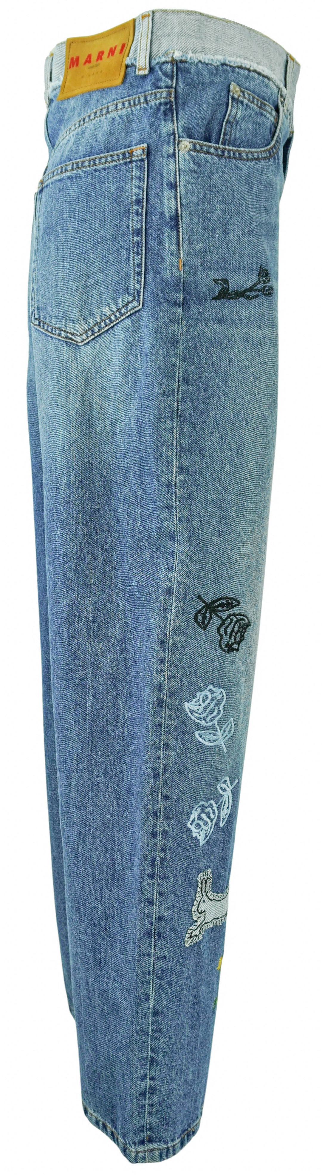 Marni Stone Washed Denim with Patches in Blue - Discounts on Marni at UAL
