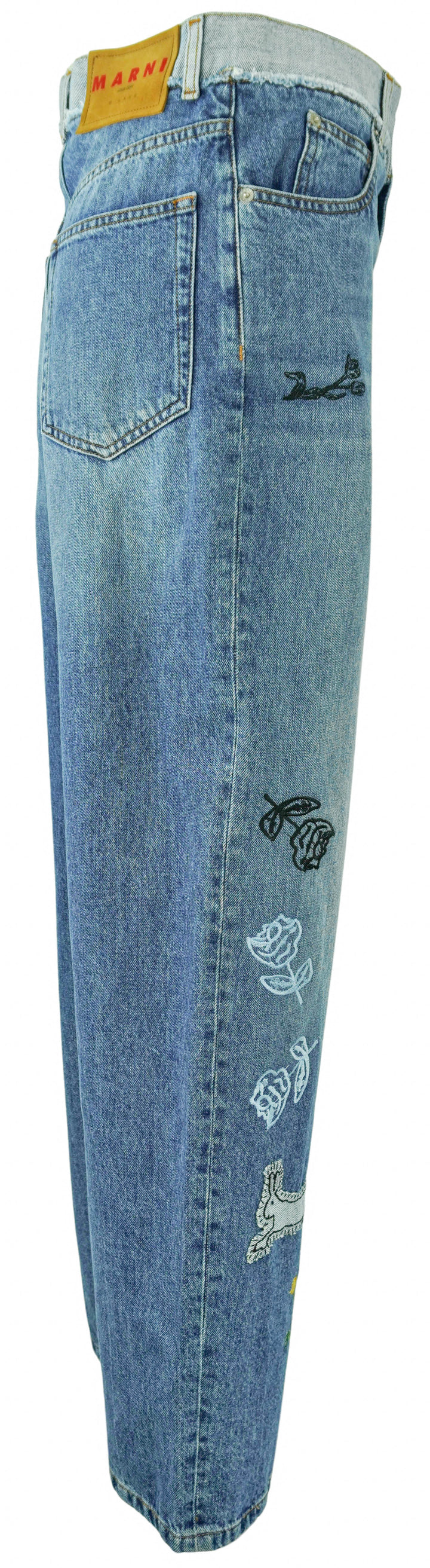 Marni Stone Washed Denim with Patches in Blue - Discounts on Marni at UAL