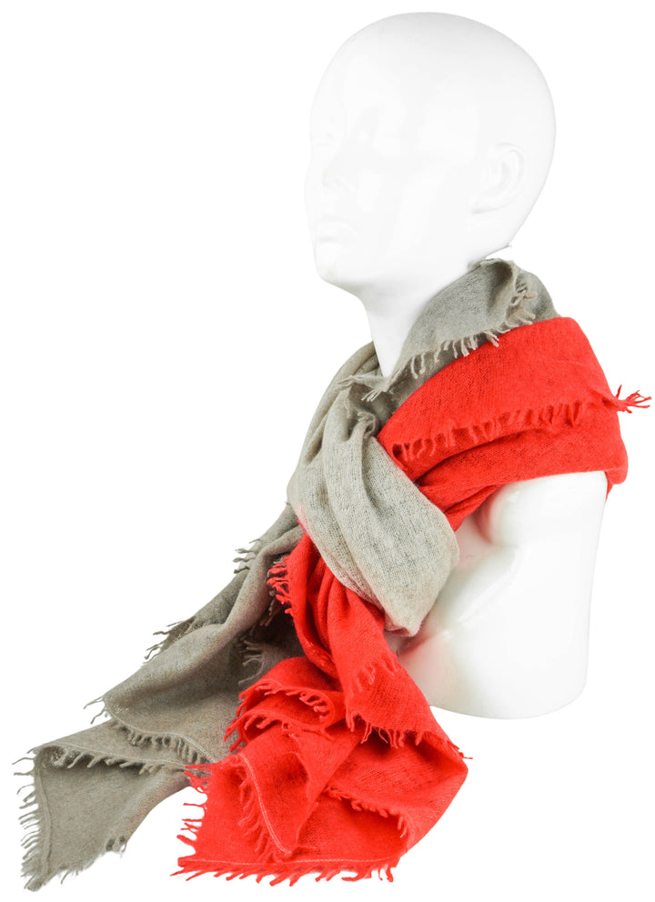 Bajra Cashmere Scarf in Red and Grey Ombre - Discounts on Bajra at UAL