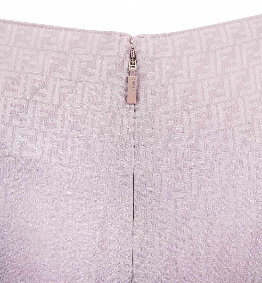 Fendi Logo Silk Midi Skirt in Mauve - Discounts on Fendi at UAL