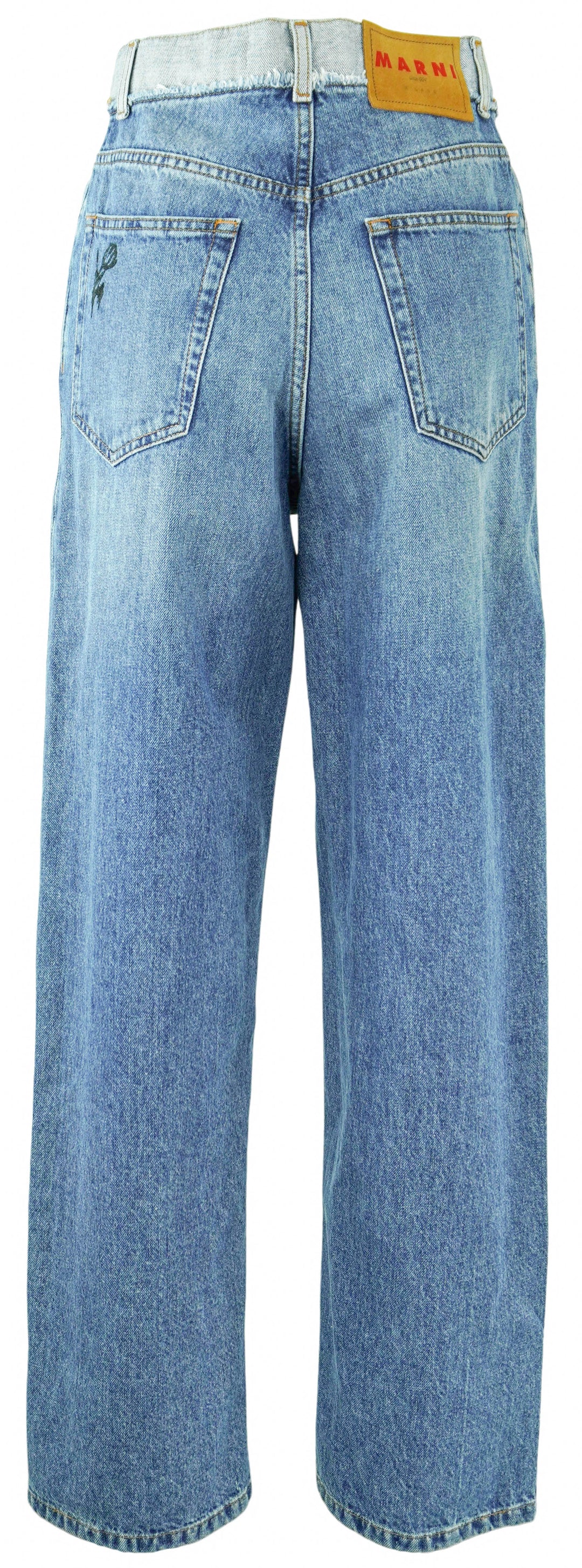 Marni Stone Washed Denim with Patches in Blue - Discounts on Marni at UAL
