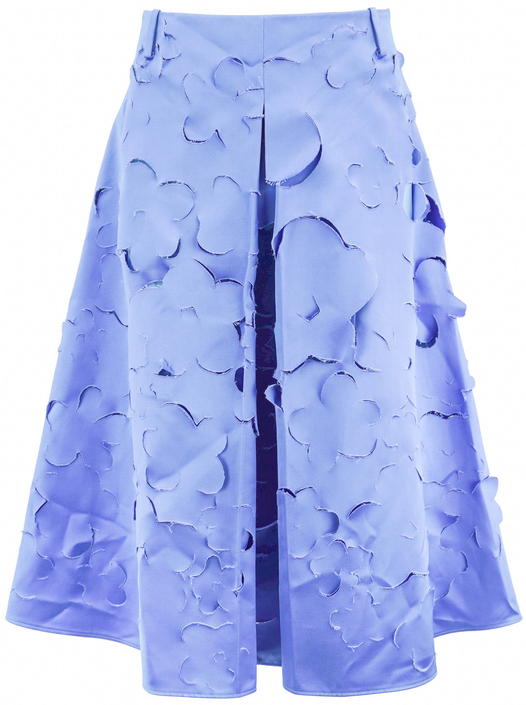 Marni Embroidered Duchesse Satin Cut-Out Skirt in Blue Lilac - Discounts on MARNI at UAL
