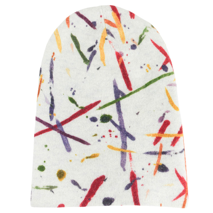 Autumn Cashmere Paint Splatter Beanie in Sleet