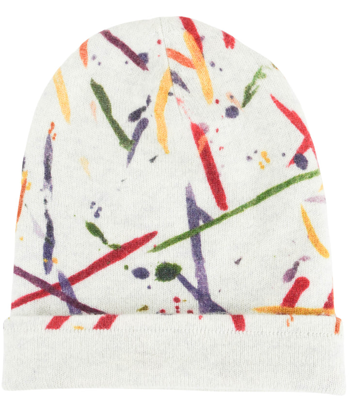 Autumn Cashmere Paint Splatter Beanie in Sleet