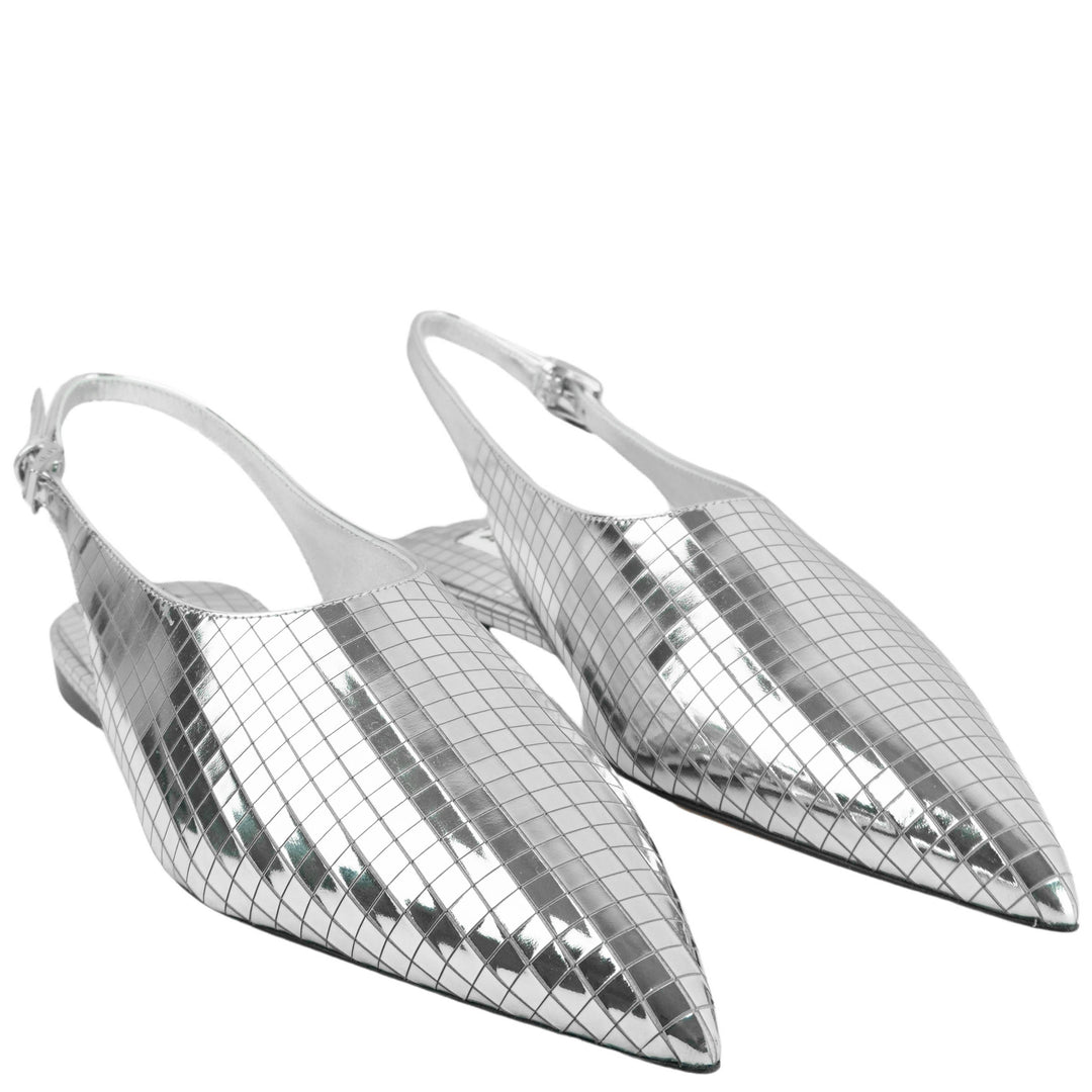 Alaïa Art Deco Flat Slingbacks in Silver Mirror Ball - Discounts on ALAÏA at UAL