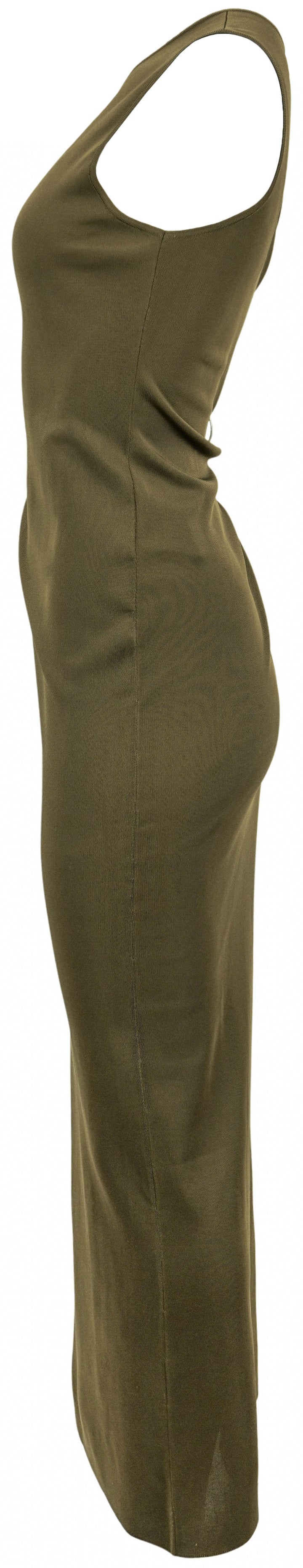 Saint Laurent Look 32 One Shoulder Dress in Moss Green - Discounts on Saint Laurent at UAL