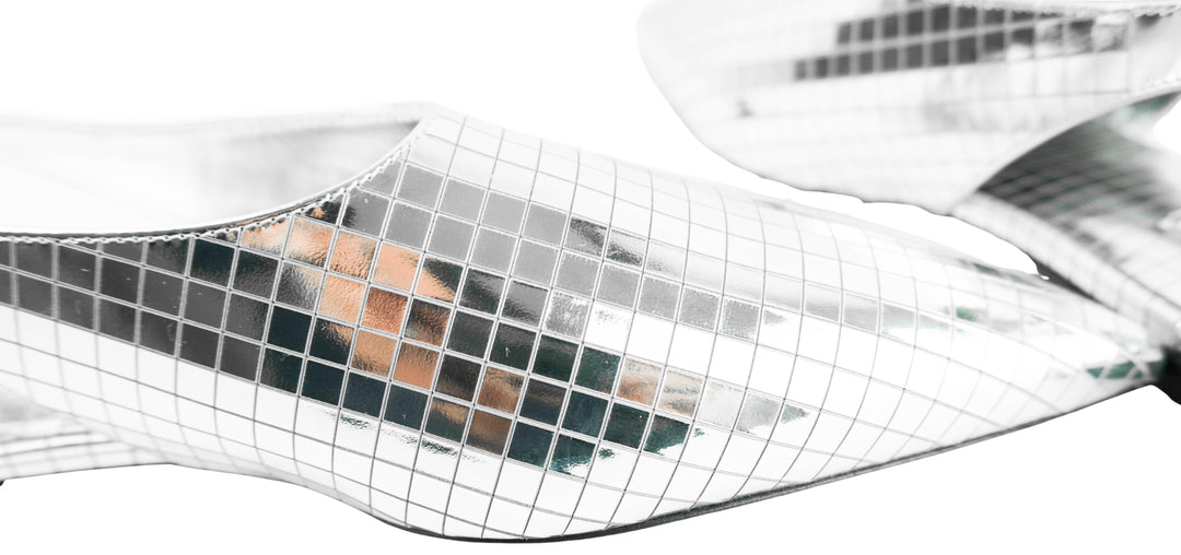 Alaïa Art Deco Flat Slingbacks in Silver Mirror Ball - Discounts on ALAÏA at UAL