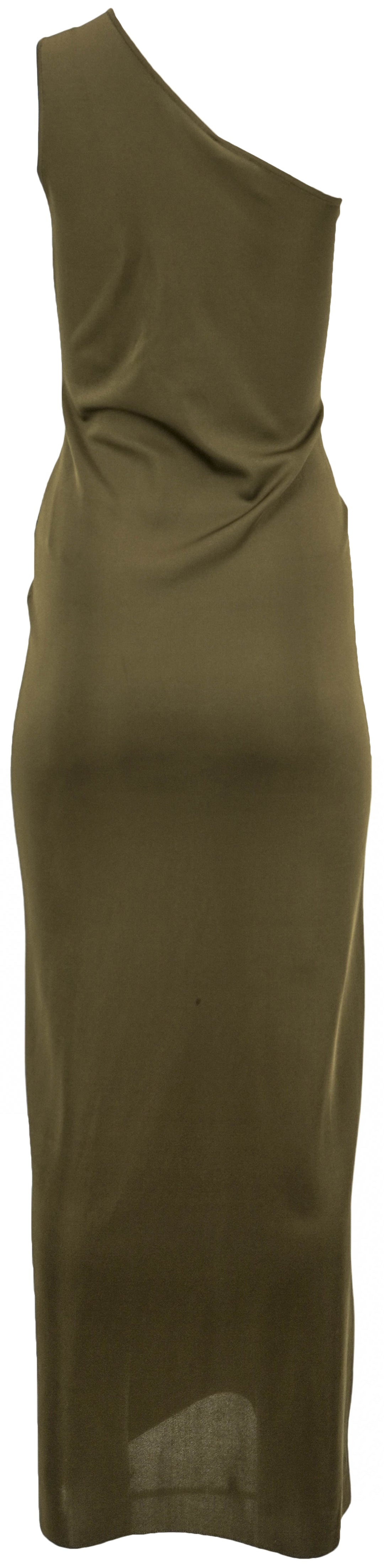 Saint Laurent Look 32 One Shoulder Dress in Moss Green - Discounts on Saint Laurent at UAL